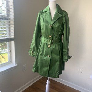 Saks Fifth Avenue CLOTHES (real) Trench Coat Jacket Womens Size 4 Metallic Green
